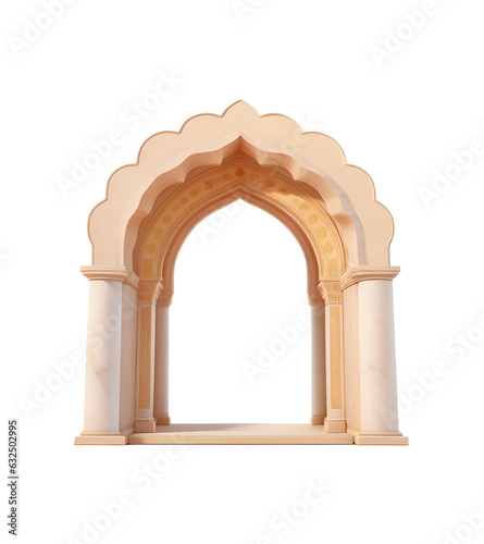 3d brown marble gate entrance islamic png, Generative AI