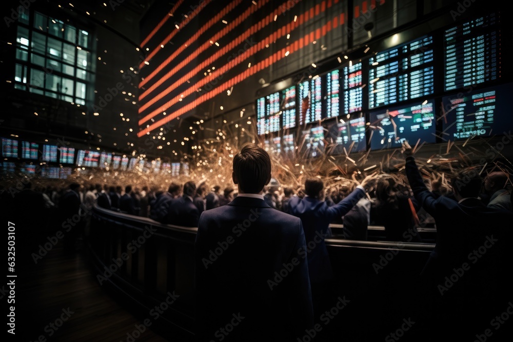 Stock exchange market and investment. Many business people in stock market. Generative AI Stock exchange market and investment. Many business people in stock market. Generative AI