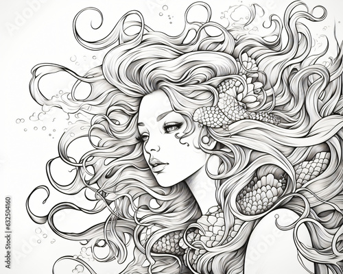 A delightful printable black-and-white coloring page of a woman for kids. 