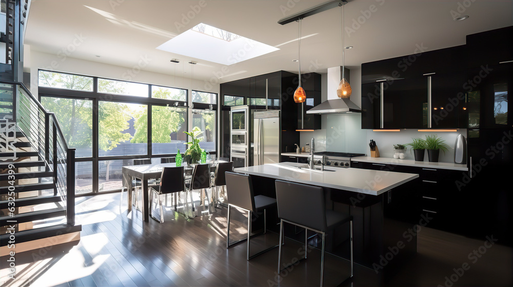 Sophisticated Black Kitchen Design with Central Island - AI Generated
Sophisticated Black Kitchen Design with Central Island - AI Generated