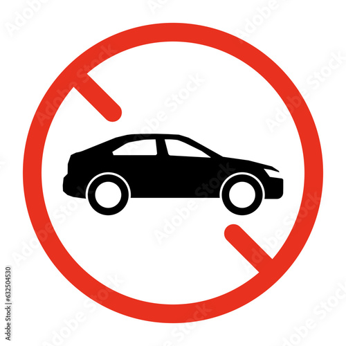 Car forbidden sign  prohibition parking transport. Park restriction for car. Ban  no allowed  stop automobile symbol. No parking vehicle. Vector