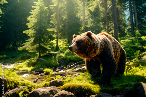 A bear in a mountain forest