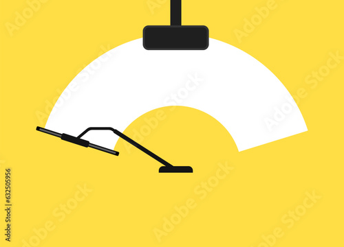Check that the wipers clear the windshield. Glass for wiping the windshield of a car. clean window, wiper blades. car mirror. isolated on yellow background. Vector illustration