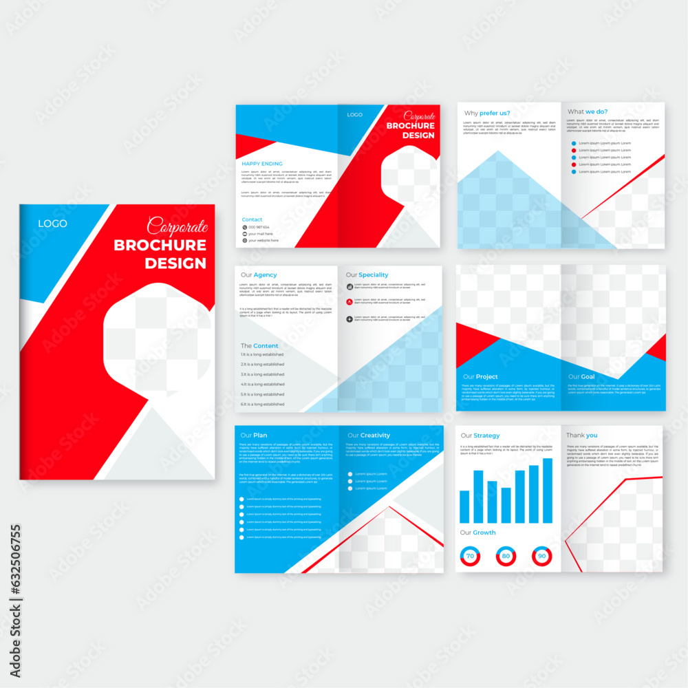 Modern professional geometric corporate brochure design vector template.
