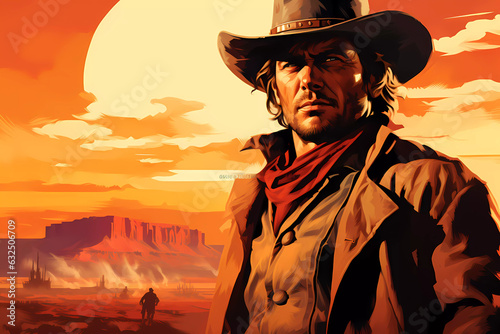 Western Cowboy Portrait Poster