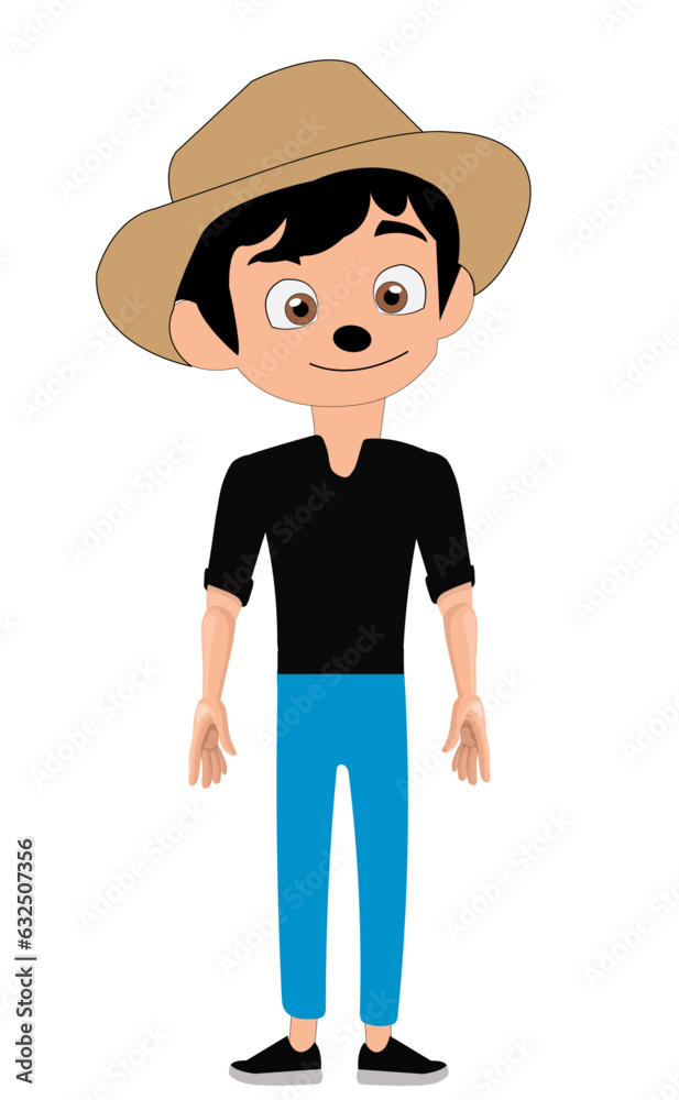 cute boy character with a hat