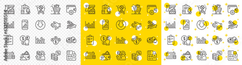 Outline Money tax, Upper arrows and Launder money line icons pack for web with Download arrow, Robbery, Accounting line icon. Column chart, Grocery basket, Shopping cart pictogram icon. Vector