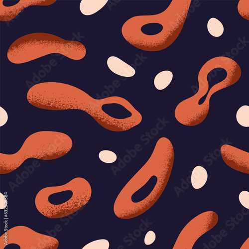 Abstract seamless pattern design. Fluid shapes, elements, repeating print. Endless texture, background. Repeatable flat vector illustration for textile, fabric, wrapping, wallpaper, decoration