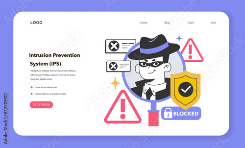 IPS, Intrusion prevention system web banner or landing page. Network