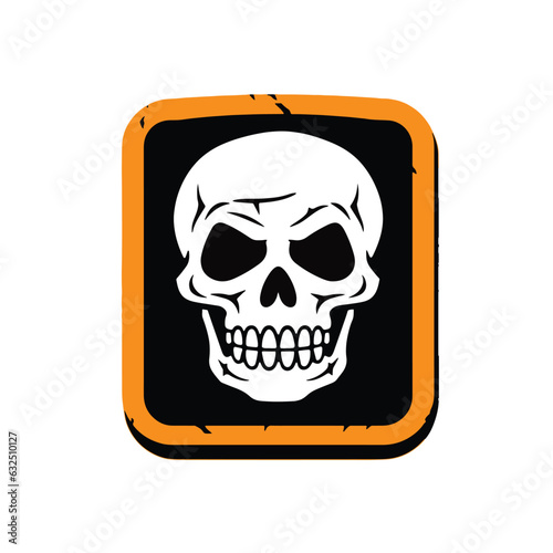 Black and white human skull with a lower jaw, halloween theme, vector isolated 