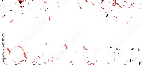 3d render of red confetti group flying.