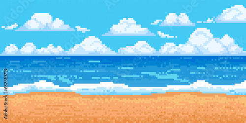 Leinwand Poster Pixel sea landscape
