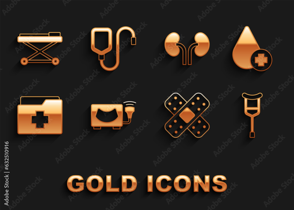 Set Ultrasound, Donate drop blood, Crutch or crutches, Crossed bandage