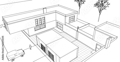 modern residential architecture 3d illustration