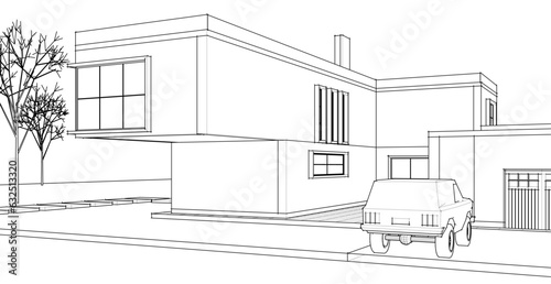 modern residential architecture 3d illustration