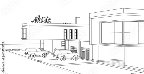 modern residential architecture 3d illustration
