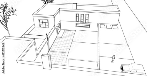 modern residential architecture 3d illustration