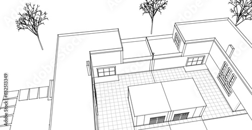 modern residential architecture 3d illustration