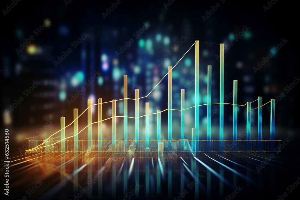 Growth business graph. Beautiful illustration picture. Generative AI