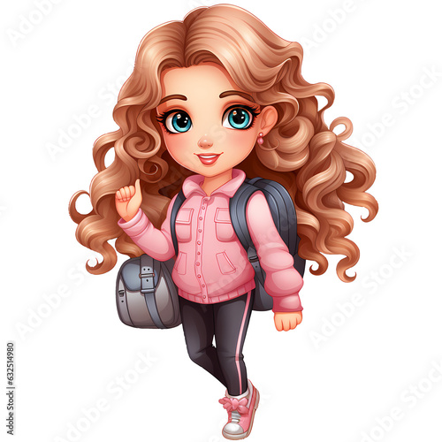 Cute Girl Back To School Clipart Illustration