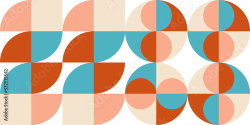 Wallpaper Mural Geometric abstract vector seamless pattern with circles, rectangles and squares in retro Bauhaus style. Pastel colored simple shapes graphic background. Torontodigital.ca