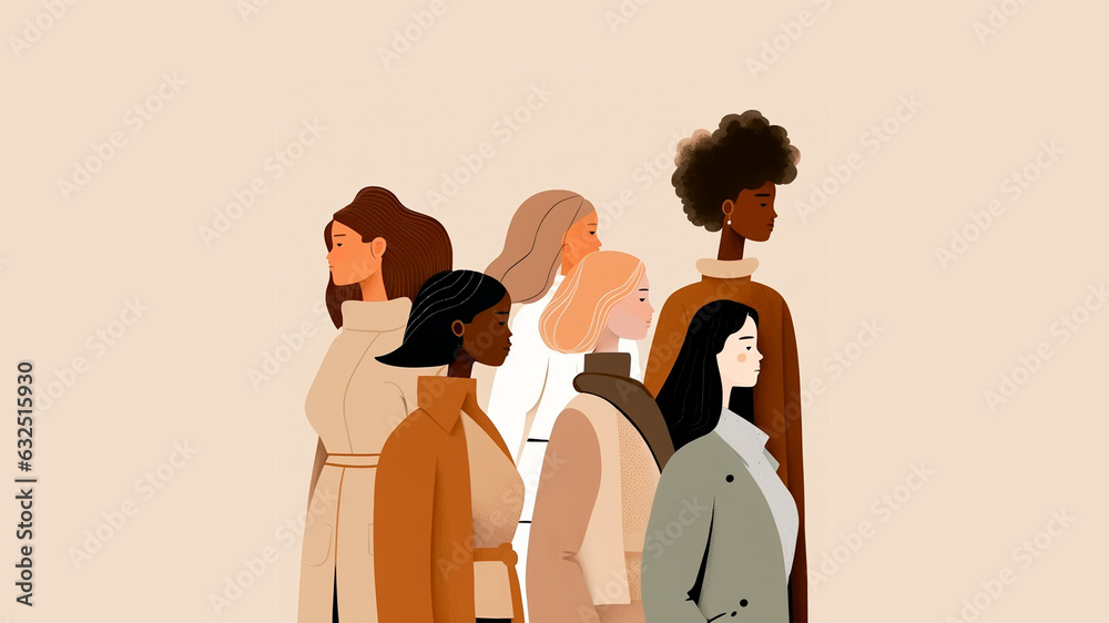 AI generated: women of different cultures and ethnicities, stand side by side