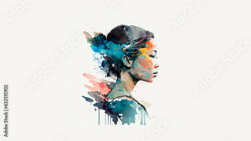Obraz na płótnie girl drawing asian abstract boho style w salonie
