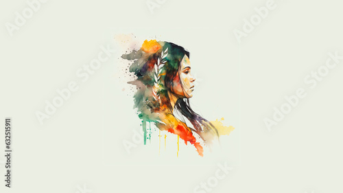 Obraz na płótnie abstract boho style native american girl drawing w salonie