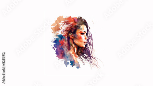 Obraz na płótnie drawing of a white european girl in abstract boho style w salonie