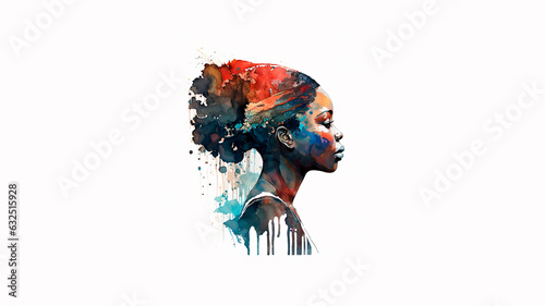 Obraz na płótnie drawing girl afro american boho abstract style w salonie