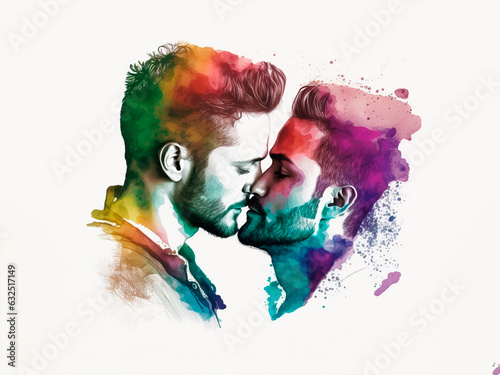 Obraz na płótnie illustration of two men showing their love with a kiss w salonie