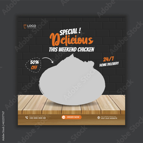 Photo today's special delicious food menu social media advertising post template