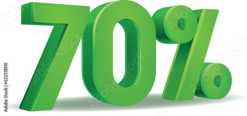 Percentage vector in green color, 70