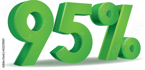 Percentage vector in green color, 95
