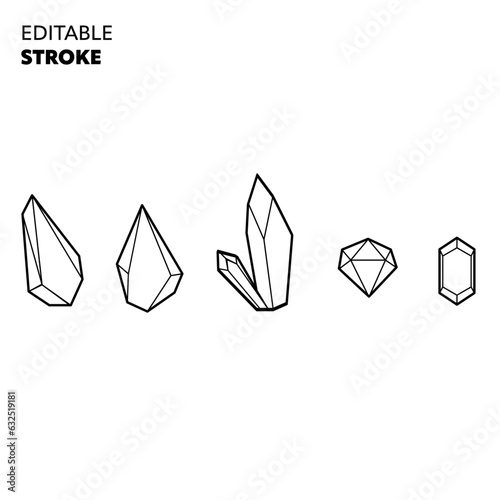 5 pictogrammes de gemme avec contours modifiables