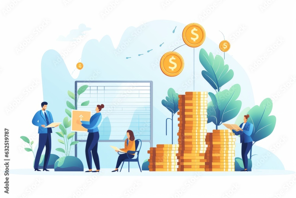 Obraz premium Interest rates and dividends. Business people in vector. Beautiful illustration picture. Generative AI