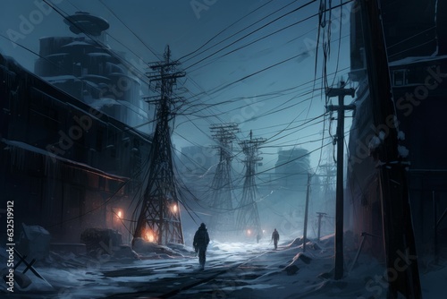 Blackout frozen city. Generate Ai photo
