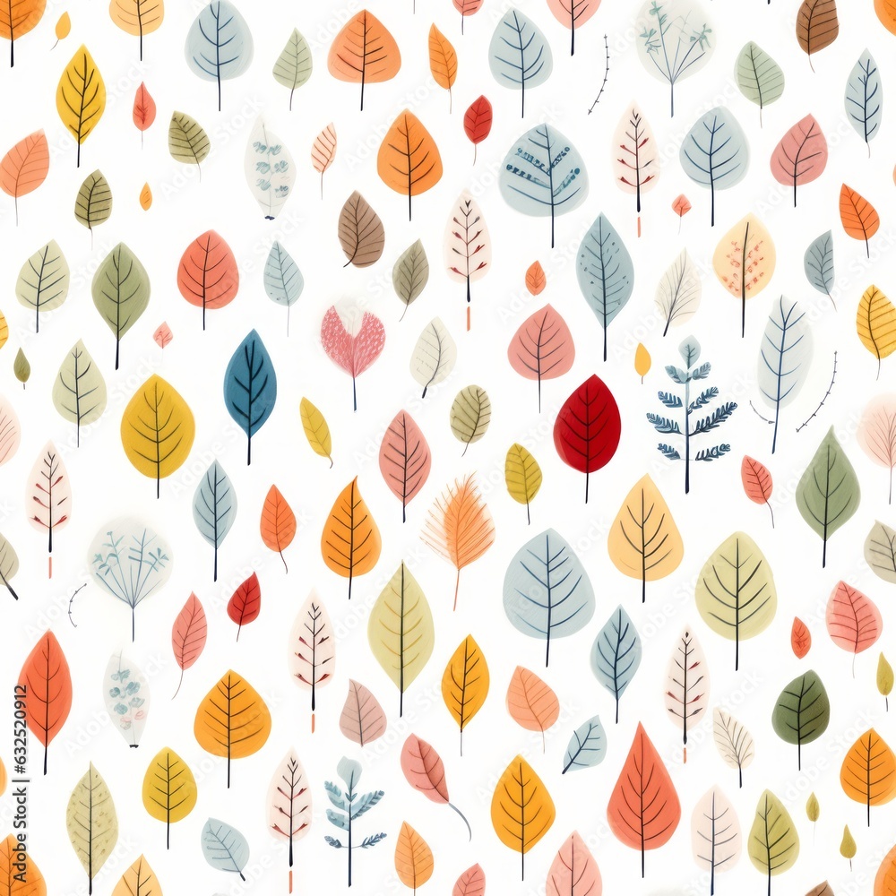 Mixed leaves, summer collection, white background. Beautiful illustration picture. Generative AI