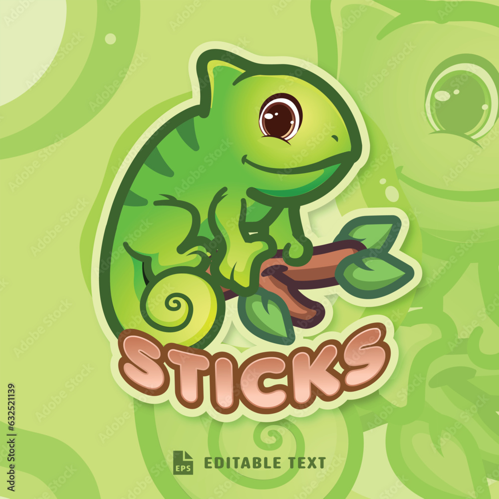 Fototapeta premium Cute Chameleon Lizard Logo Mascot