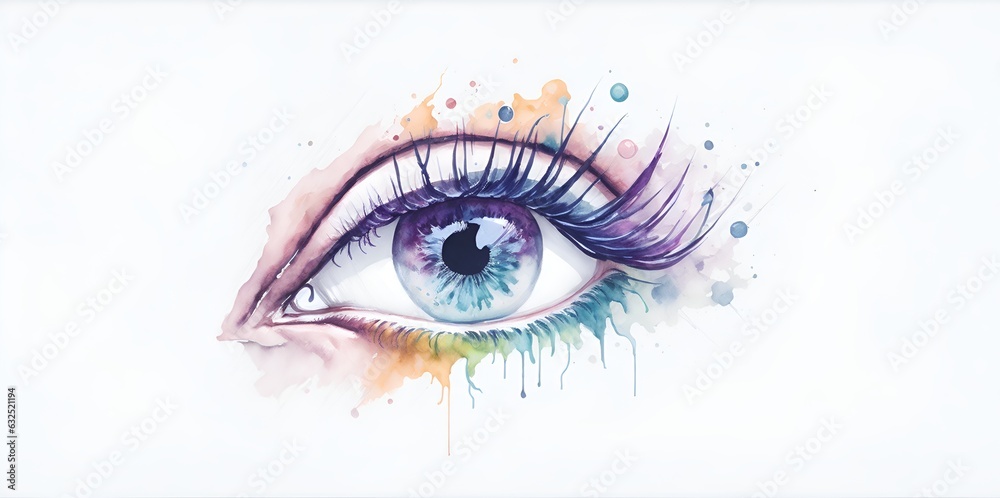 eye watercolor paint, generative ai - obrazy, fototapety, plakaty 