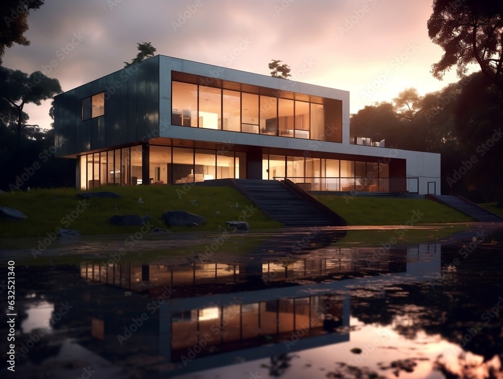 Modern House exterior design generative ai Modern House exterior design generative ai