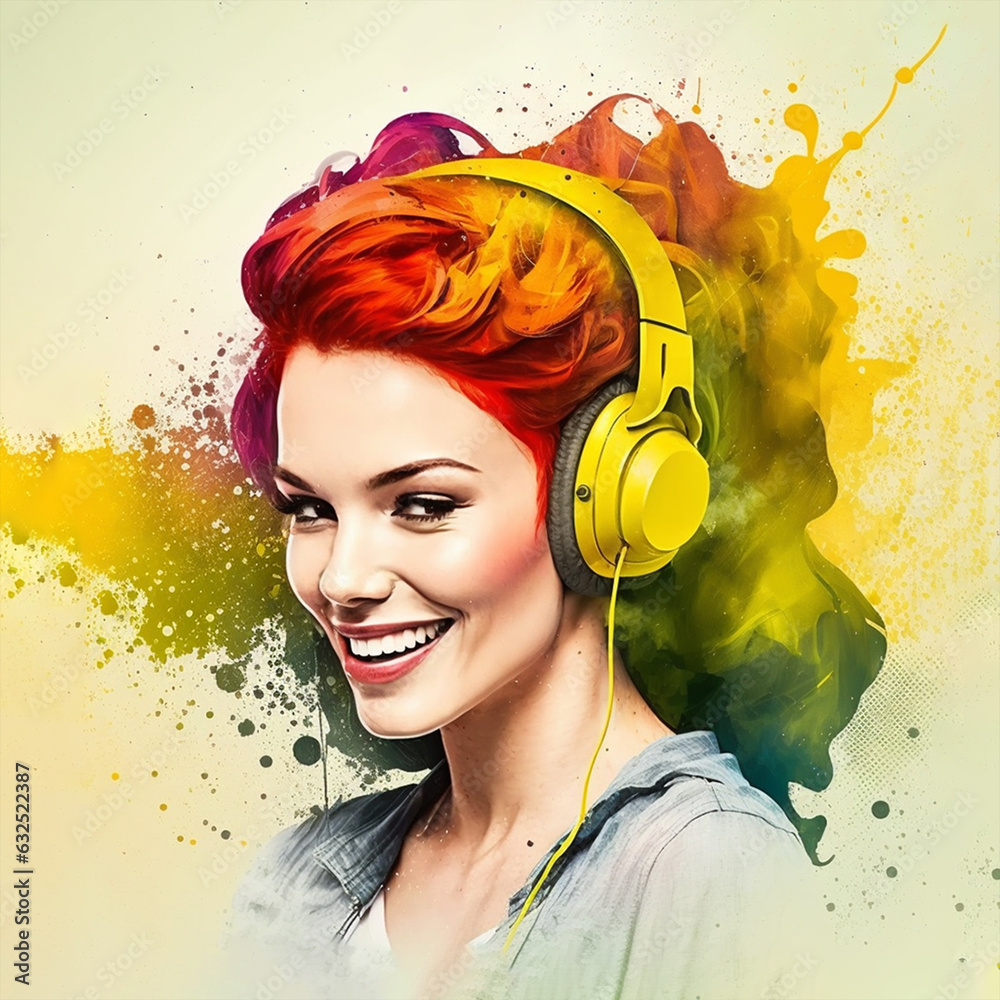 drawing of a white European girl in abstract realistic style