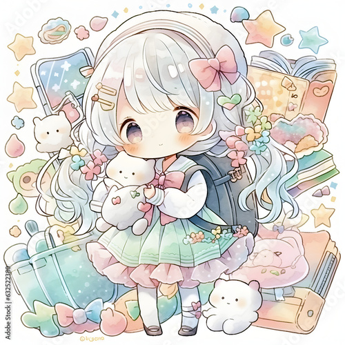 Back to School Art  Adorable  Soft Color  Contour  Vector  White Background  Detailed kawaii