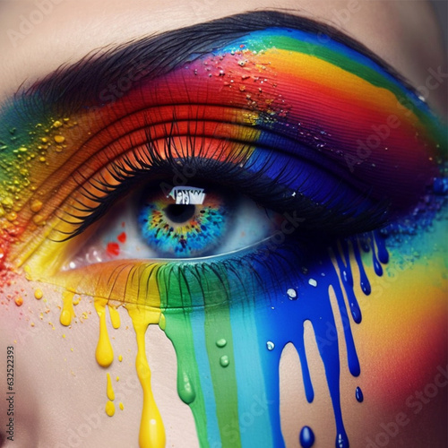 Obraz na płótnie illustration of an eye painted with the LGBT flag w salonie