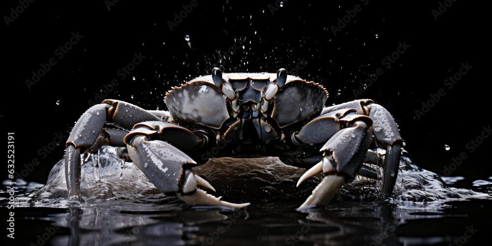 black crab isolated on clean background - obrazy, fototapety, plakaty 
