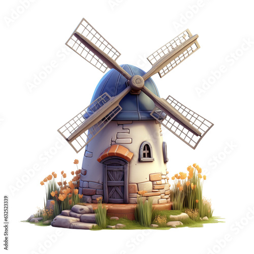 cute windmill on white background