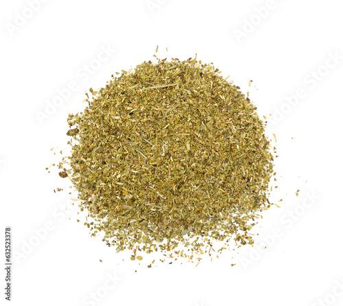 Matcha and Green Tea Leaves Mix Isolated, Dry Fresh Herbal Tea Pile, Healthy Drink Ingredient