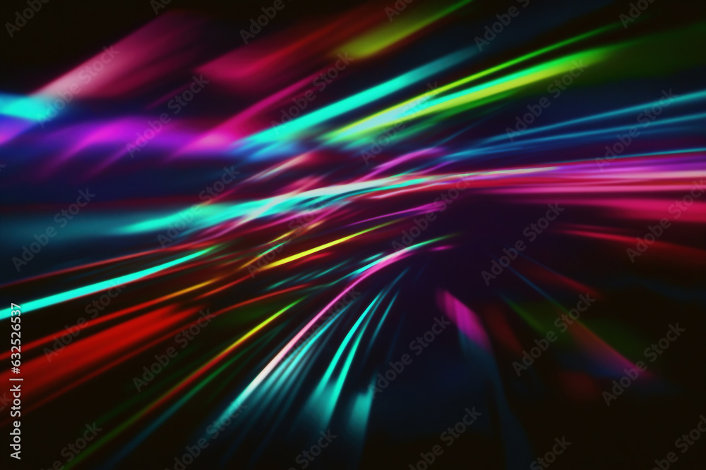 Neon light motion blur rays color glowing lines