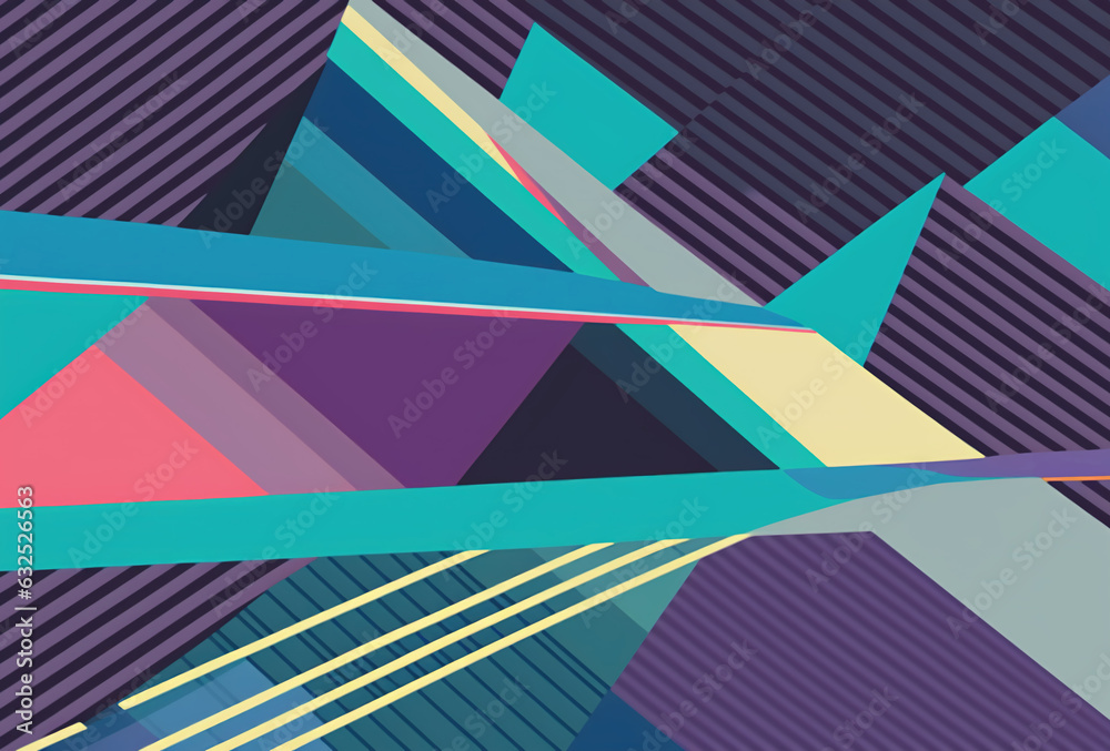 Obraz premium Geometric graphic abstract background cyan purple