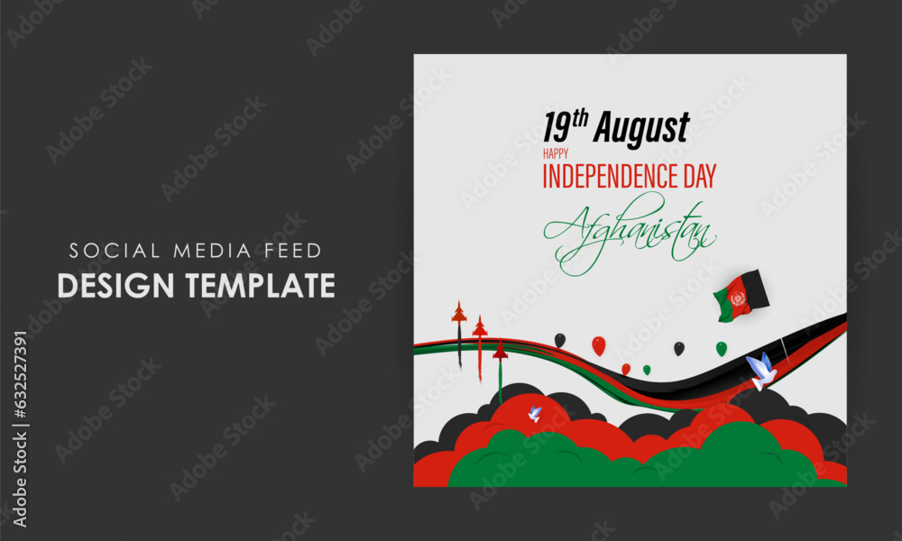 Fototapeta premium Vector illustration of Afghanistan Independence Day social media story feed mockup template